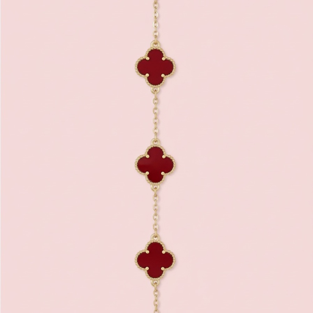 Van Cleef & Arpels Red and Gold Clover Necklace